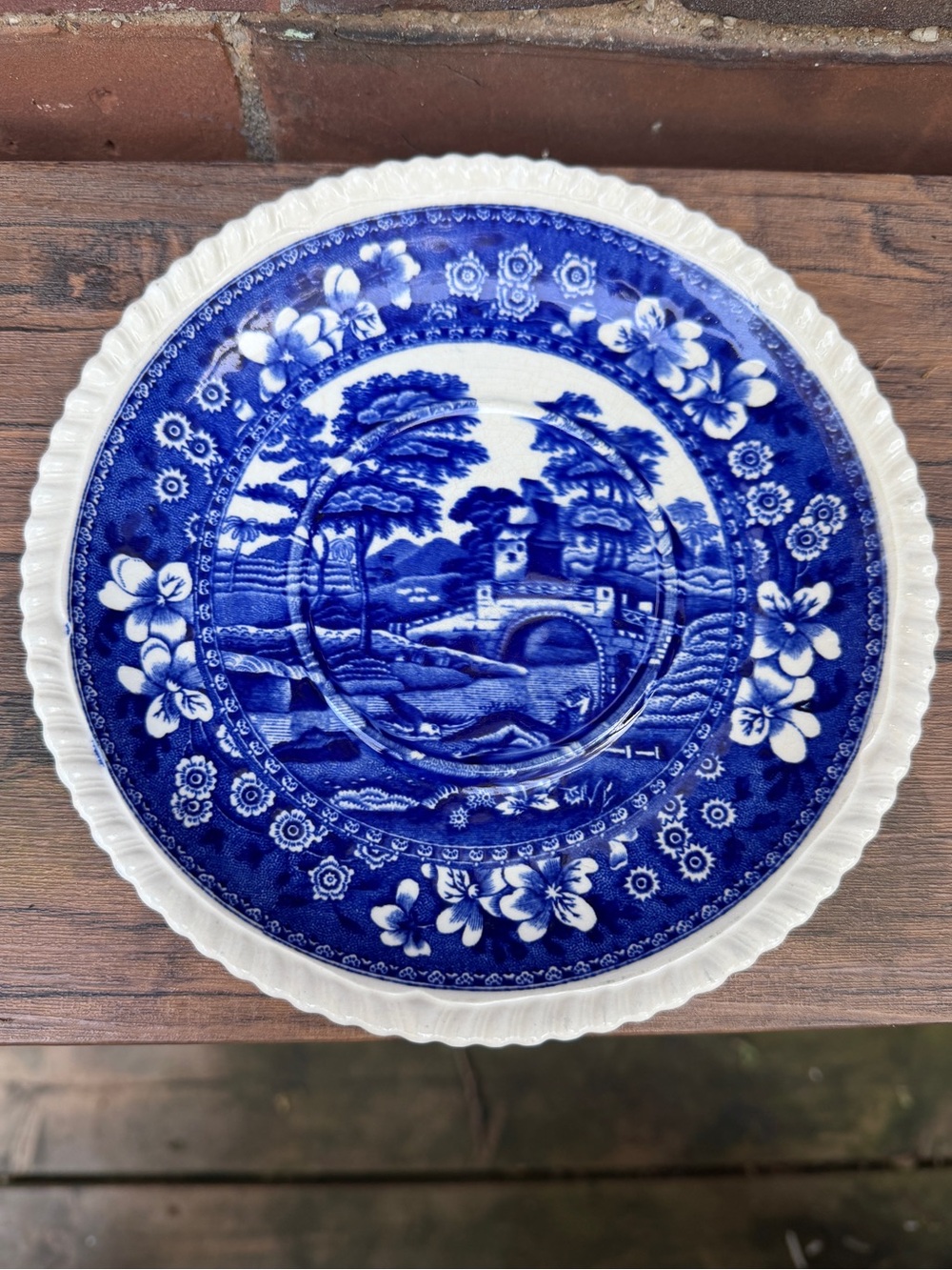 Vtg Copeland Spode's Tower Gadroon Edge 7 1/4 Blue&White Soup Saucer, Older Mark